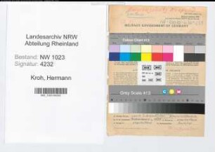 Entnazifizierung Hermann Kroh , geb. 14.02.1905 (Zollsekretaer)