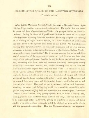 Record of the affairs of the Carnataga governors