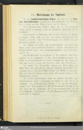 IX. Wiederbeginn der Schulkurse