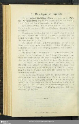 IX. Wiederbeginn der Schulkurse