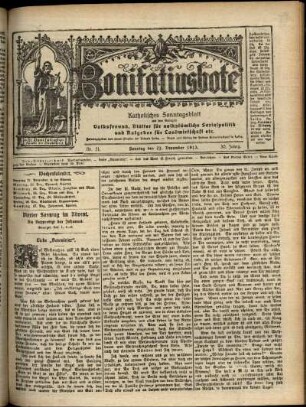 Erste Ausgabe vom Sonntag, den 21. Dezember 1913.