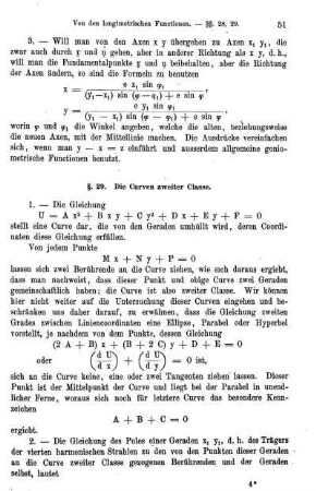 § 29. Die Curven zweiter Classe.
