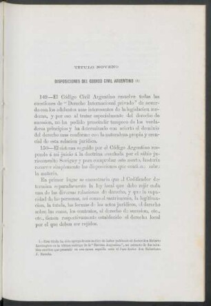 Título noveno : Disposiciones del código civil argentino