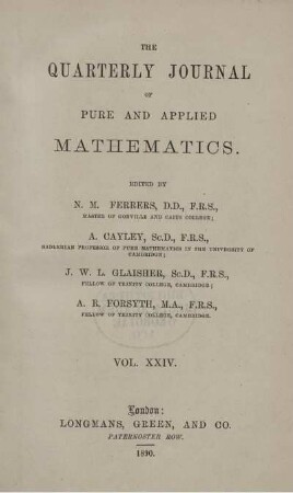 24: The quarterly journal of pure and applied mathematics