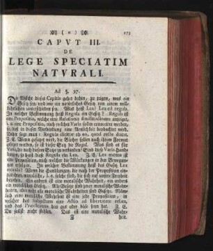 Caput III. De Lege Speciatim Naturali