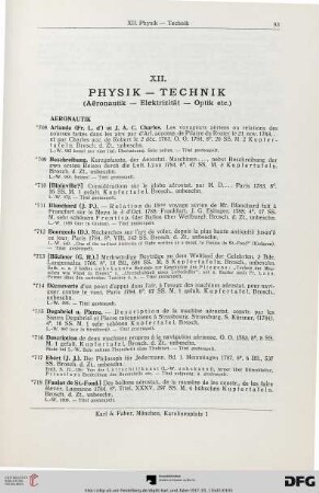 XII. Physik – Technik (Nr. 708-826)