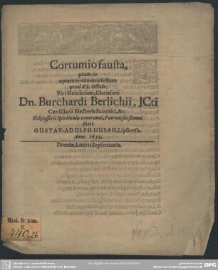 Cortumio fausta ... in optatum nominis festum Burchard Berlichii ...