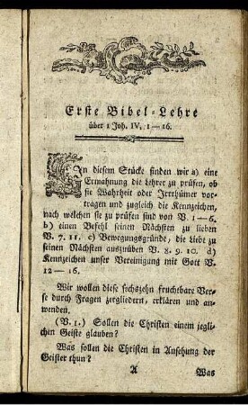 Erste Bibel-Lehre.