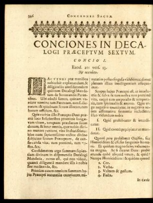 Conciones In Decalogi Praeceptum Sextum.