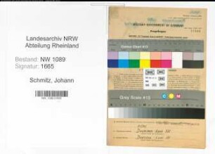 Entnazifizierung Johann Schmitz , geb. 27.02.1893 (Hauptbrandmeister)
