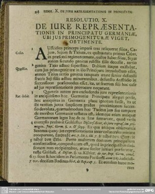 Resolutio X. De Iure Repraesentationis In Principatu Germaniae, Ubi Ius Primogeniturae Viget, Obtinente