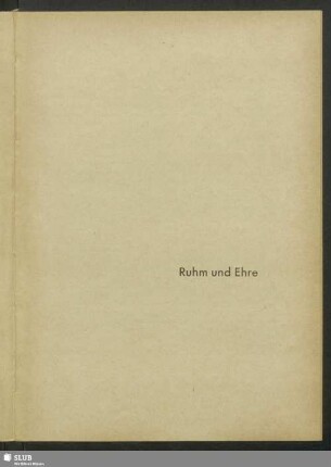 Ruhm und Ehre