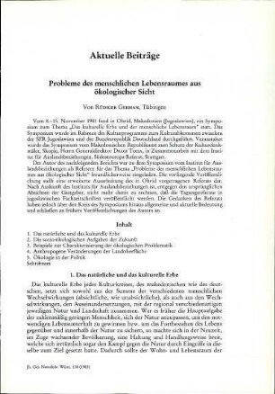 I. Aktuelle Beiträge
