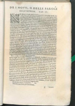 De I Motti, O Delle Parole Dell'Imprese. Cap. VI.