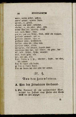 IV. §. Von den Zeitwörtern.
