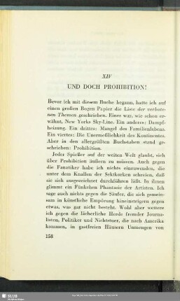 XIV. Und Doch Prohibition!