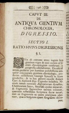 Caput III. De Antiqua Gentium Chronologia, Digressio.