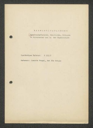 Rahmenrichtlinien Gemeinschaftskunde, Geschichte, Erdkunde im Vorsemester und in der Studienstufe