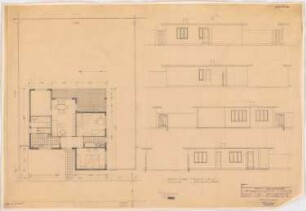 Siedlungsprojekt: Flachbau, 4,5 Zimmer Typ A, Grundriss, Ansichten 1:50