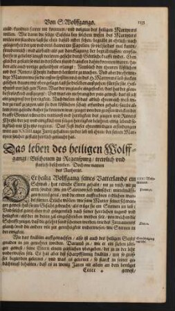 Das leben des heiligen Wolffgangi/ Bischoven zu Regenspurg ...