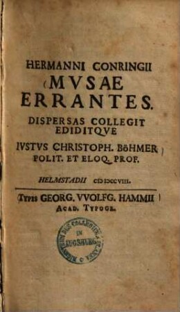 Hermanni Conringii Musae errantes