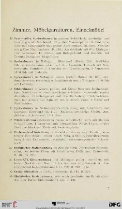 Zimmer, Möbelgarnituren, Einzelmöbel (Nr. 43-137)