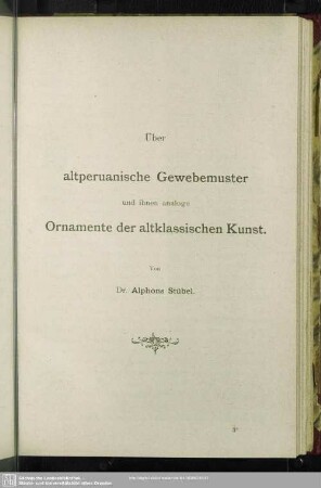 Über altperuanische Gewebemuster und ihnen analoge Ornamente der altklassischen Kunst