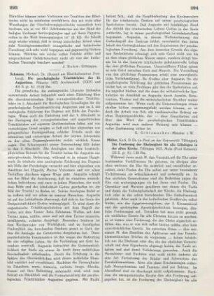 293-294 [Rezension] Schmaus, Michael, Die psychologische Trinitätslehre des Hl. Augustinus