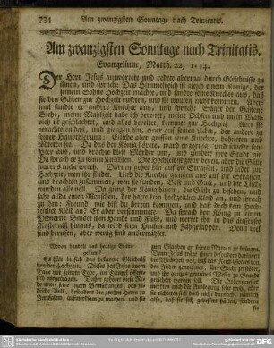 Am zwanzigsten Sonntage nach Trinitatis. Evangelium, Matth. 22, 1-14
