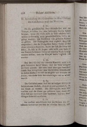 II. Anwendung des Gusseisens zu dem Giessen des Geschützes und der Munition