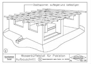 Wasserbüffelstall für Pakistan Aufbauschritt (9. Gesamtübersicht siehe Zeichn. Nr 922321)