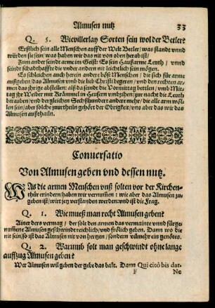 Conversatio Von Almusen geben und dessen nutz.