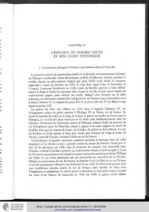 Chapitre II - L'enfance de Gérard Grote et son cadre historique