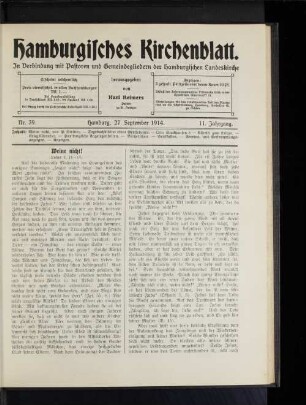 Nr. 39. Hamburg, 27. September 1914. 11. Jahrgang.