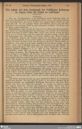 Wie haben wir dem Geschmack des Publikums Rechnung zu tragen, ohne die Kunst zu verletzen
