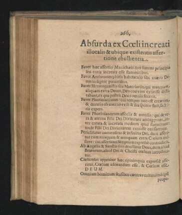Absurda ex Coeli in creati illocalis & ubique existentis assertione ebulientia.