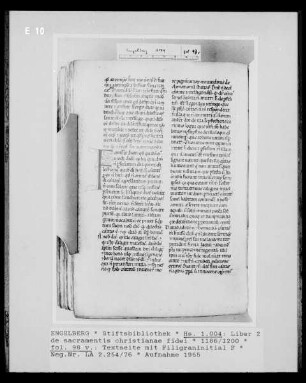 Liber 2 de sacramentis christianae fidei, fol. 98 v: Textseite mit Filigraninitiale F