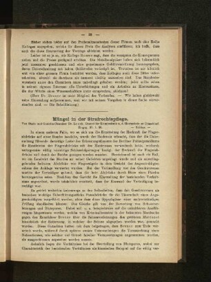 Mängel in der Strafrechtspflege.