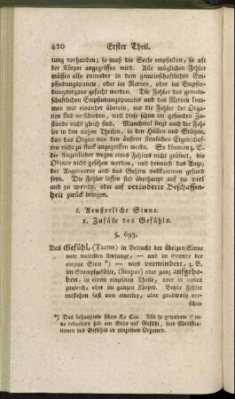 [Unterabschnitt] I. Aeußerliche Sinne