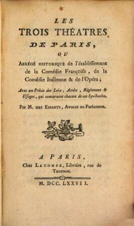 Les trois theatres de Paris
