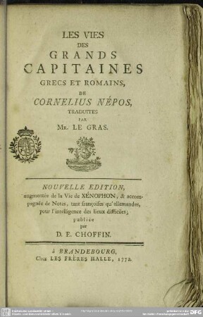 Les Vies Des Grandes Capitaines Grecs Et Romains
