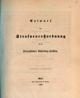 Entwurf einer Strafproceßordnung für die Herzogthümer Schleswig-Holstein