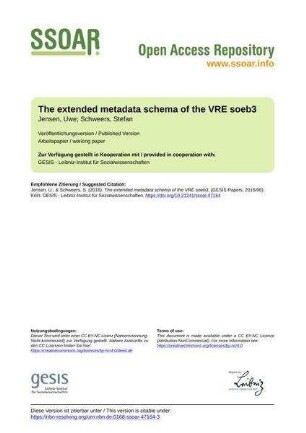The extended metadata schema of the VRE soeb3