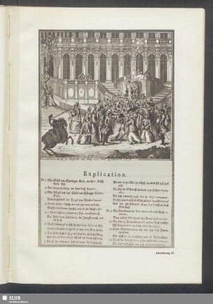 Karikatur aus dem "Deutschfranzosen" 1756, Andrang zum großen Opernhaus