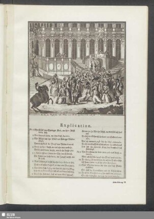 Karikatur aus dem "Deutschfranzosen" 1756, Andrang zum großen Opernhaus