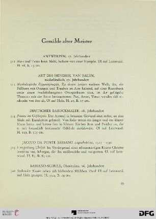 Gemälde alter Meister (Nr. 312-488)