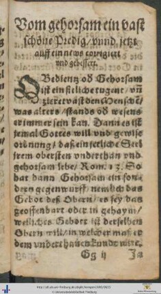 Vom gehorsam ein vast schöne Predig
