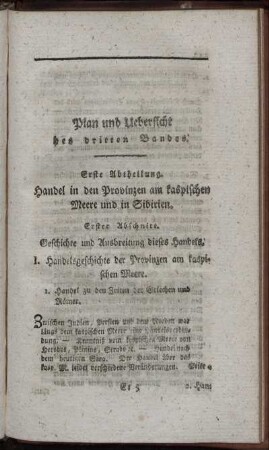 Plan und Uebersicht des dritten Bandes