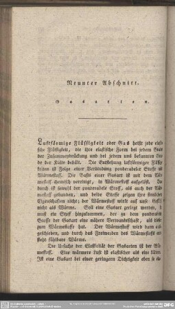 Neunter Abschnitt. Gasarten