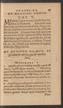 De Mensuris Graecis. Cap. V.